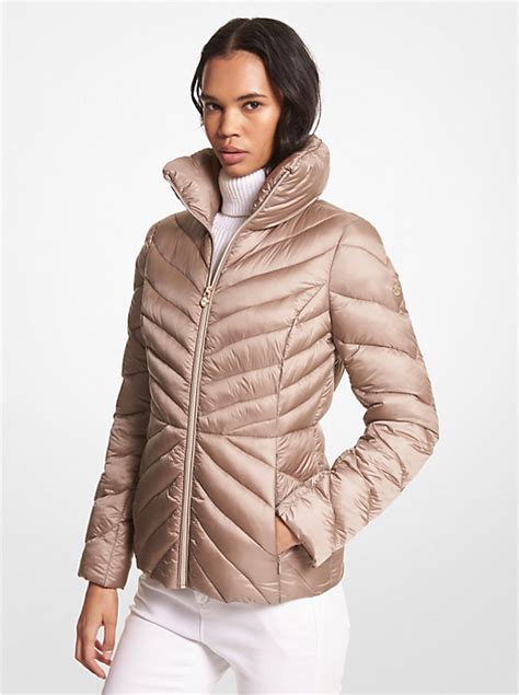 michael kors 3/4 length packable quilted jacket|Michael Kors puffer jacket ladies.